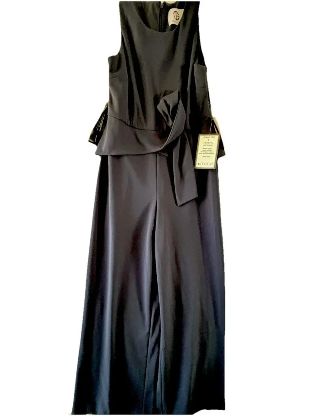 JS Collections Calista Peplum Jumpsuit Womens Size 14 Navy Wide Leg Formal NWT - Picture 5 of 16